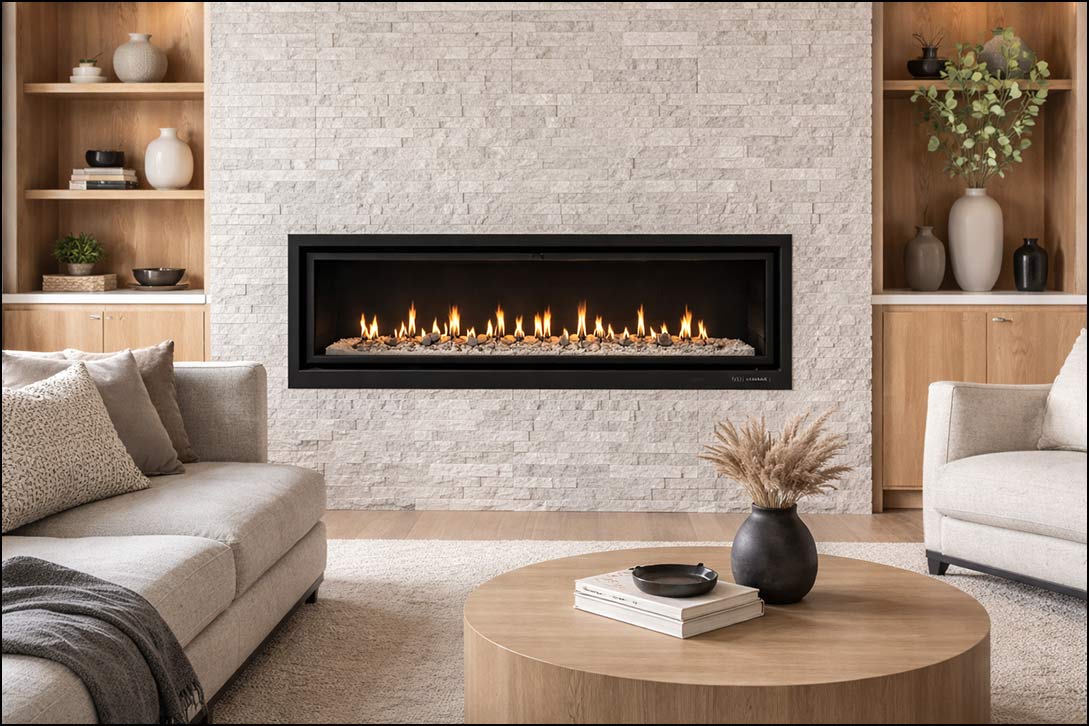Continental gas fireplace installed in a modern living room