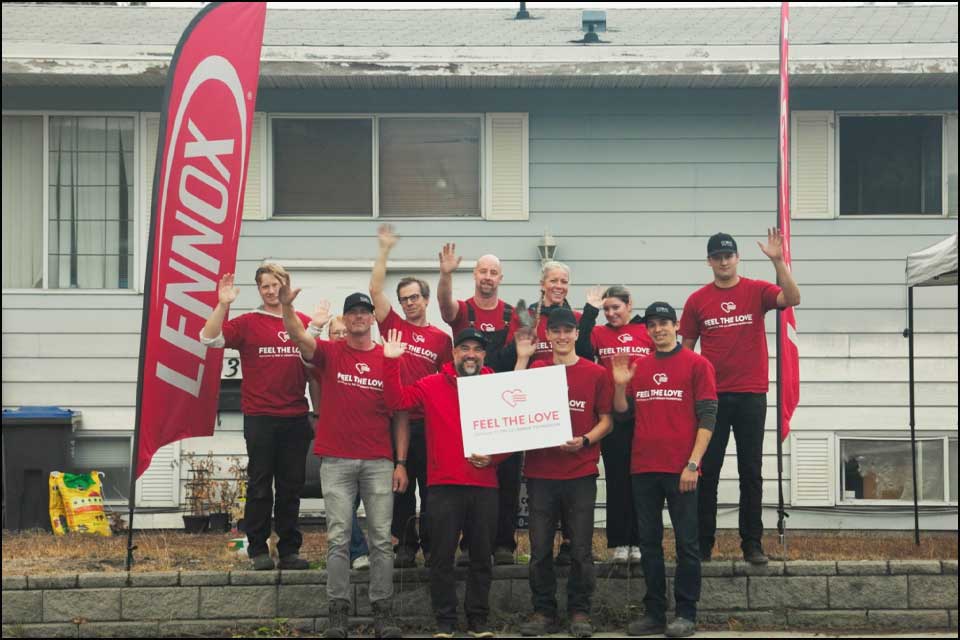 Coral Home Comfort team helping the Nugent family during a Feel The Love installation