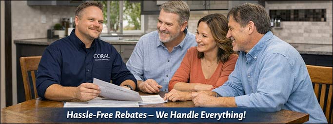 pic of Mike with Customers and explaining the Rebates to them